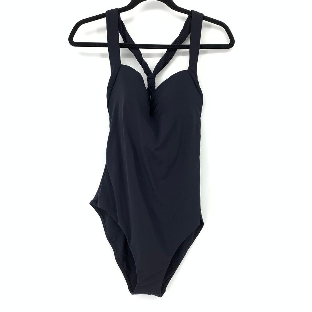 JETS Australia One Piece Swimsuit Racerback Cinched Straps Womens US Sz 12 Black